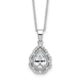 Cheryl M Sterling Silver Rhodium-plated Brilliant-cut CZ Teardrop 18 Inch Necklace with 2 Inch Extender