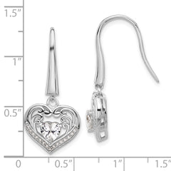 Cheryl M Sterling Silver Rhodium-plated Brilliant-cut CZ Heart Dangle Earrings