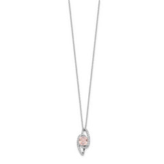 Cheryl M Sterling Silver Rhodium-plated Cushion-cut Simulated Morganite & White Brilliant-cut CZ 18 Inch Necklace with 2 Inch Extender