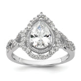 Cheryl M Sterling Silver Rhodium-plated Fancy Brilliant-cut Teardrop CZ Ring