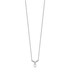 Cheryl M Sterling Silver Rhodium-plated Freshwater Cultured Pearl & Brilliant-cut CZ 18 Inch Necklace