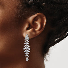 Cheryl M Sterling Silver Rhodium-plated Brilliant-cut and Tapered Baguette-cut CZ Post Dangle Earrings