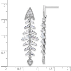 Cheryl M Sterling Silver Rhodium-plated Brilliant-cut and Tapered Baguette-cut CZ Post Dangle Earrings