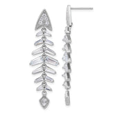 Cheryl M Sterling Silver Rhodium-plated Brilliant-cut and Tapered Baguette-cut CZ Post Dangle Earrings