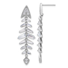 Cheryl M Sterling Silver Rhodium-plated Brilliant-cut and Tapered Baguette-cut CZ Post Dangle Earrings