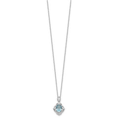 Cheryl M Sterling Silver Rhodium-plated Brilliant-cut Blue Glass and White CZ 18 Inch Necklace