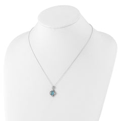 Cheryl M Sterling Silver Rhodium-plated Brilliant-cut Blue Glass and White CZ 18 Inch Necklace