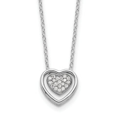 Cheryl M Sterling Silver Rhodium-Rhodium-Plated Brilliant-cut CZ Double Heart 18 Inch Necklace