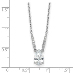 Cheryl M Sterling Silver Rhodium-plated Brilliant-cut CZ Pear Shaped 18 Inch Necklace