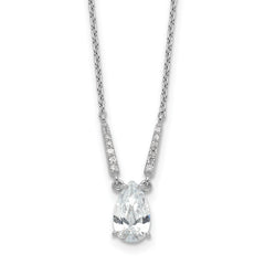 Cheryl M Sterling Silver Rhodium-plated Brilliant-cut CZ Pear Shaped 18 Inch Necklace