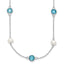Cubic Zirconia & White Freshwater Pearl Necklace in Sterling Silver, 18 Inch - Sophia Jewelers
