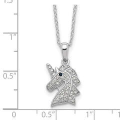Cheryl M Sterling Silver Rhodium-plated Brilliant-cut Black and White CZ Unicorn 18 Inch Necklace