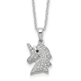 Cheryl M Sterling Silver Rhodium-plated Brilliant-cut Black and White CZ Unicorn 18 Inch Necklace