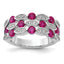 Cheryl M Sterling Silver Rhodium-plated Fancy Brilliant-cut Lab Created Ruby and Brilliant-cut White CZ Ring