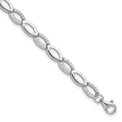 Cheryl M Sterling Silver Rhodium-Rhodium-Plated Brilliant-cut CZ Marquise Shaped Link 7 Inch Bracelet with 1 Inch Extender