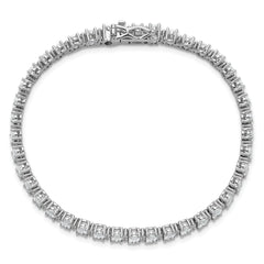 Cheryl M Sterling Silver Rhodium-plated Fancy Oval CZ Bracelet