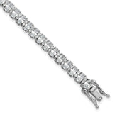 Cheryl M Sterling Silver Rhodium-plated Fancy Oval CZ Bracelet