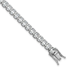 Cheryl M Sterling Silver Rhodium-plated Fancy Oval CZ Bracelet