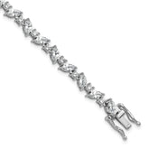 Cheryl M Sterling Silver Rhodium-plated Polished Fancy Marquise CZ Bracelet