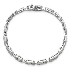 Cheryl M Sterling Silver Rhodium-plated Polished Fancy CZ Link Bracelet