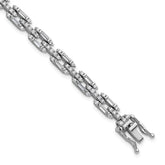 Cheryl M Sterling Silver Rhodium-plated Polished Fancy CZ Link Bracelet