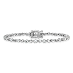 Cheryl M Sterling Silver Rhodium-plated Polished Fancy Round and Oval CZ Tennis Bracelet