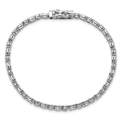Cheryl M Sterling Silver Rhodium-plated Polished Fancy Round and Oval CZ Tennis Bracelet