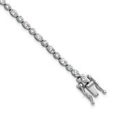 Cheryl M Sterling Silver Rhodium-plated Polished Fancy Round and Oval CZ Tennis Bracelet