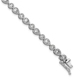 Cheryl M Sterling Silver Rhodium-plated Polished Bezel Set Round and Pear CZ Bracelet
