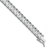 Cheryl M Sterling Silver Rhodium-plated Polished Emerald-cut CZ Tennis Bracelet