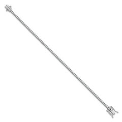 Cheryl M Sterling Silver Rhodium-plated Polished CZ with Safety Clasp Tennis Bracelet