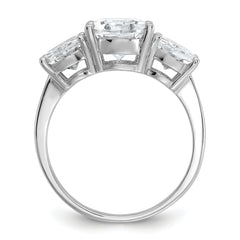 Cheryl M Sterling Silver Rhodium-plated Polished Oval CZ 3-Stone Ring