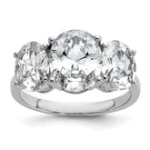 Cheryl M Sterling Silver Rhodium-plated Polished Oval CZ 3-Stone Ring