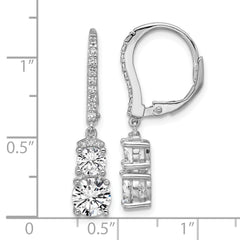 Cheryl M Sterling Silver Rhodium-plated Polished Fancy CZ Leverback Dangle Earrings
