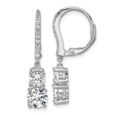 Cheryl M Sterling Silver Rhodium-plated Polished Fancy CZ Leverback Dangle Earrings