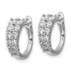 Cheryl M Sterling Silver Rhodium-plated Polished Graduated CZ Hinged Round Hoop Earrings