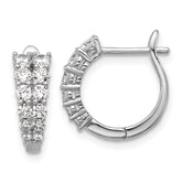 Cheryl M Sterling Silver Rhodium-plated Polished Graduated CZ Hinged Round Hoop Earrings