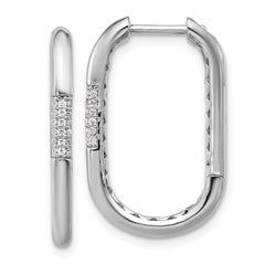 Cheryl M Sterling Silver Rhodium-plated Polished CZ Oval Hinged Hoop Earrings
