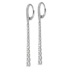 Cheryl M Sterling Silver Rhodium-plated Polished Graduated CZ Leverback Dangle Earrings