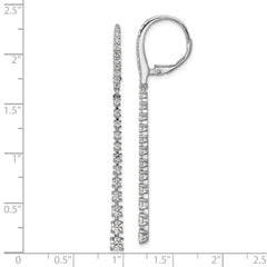 Cheryl M Sterling Silver Rhodium-plated Polished Graduated CZ Leverback Dangle Earrings