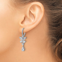 Cheryl M Sterling Silver Rhodium-plated Polished Fancy CZ Butterfly Leverback Dangle Earrings