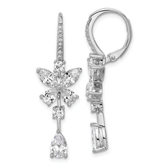 Cheryl M Sterling Silver Rhodium-plated Polished Fancy CZ Butterfly Leverback Dangle Earrings