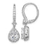 Pear Cubic Zirconia Halo Dangle Leverback Earrings in Sterling Silver, 8x6mm - Sophia Jewelers
