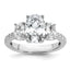 Cheryl M Sterling Silver Rhodium-plated Polished Fancy 3-Stone Oval CZ Ring