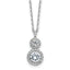 Cheryl M Sterling Silver Rhodium-plated Polished Double Round CZ Halo with 2 Inch Extension Necklace