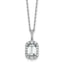 Cheryl M Sterling Silver Rhodium-plated Polished Fancy Emerald-cut CZ Halo with 2 Inch Extension Necklace