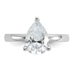 Cheryl M Sterling Silver Rhodium-plated Polished Pear CZ Ring