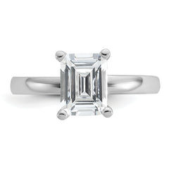 Cheryl M Sterling Silver Rhodium-plated Polished Emerald-cut CZ Ring