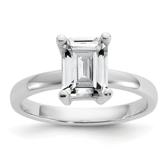 Cheryl M Sterling Silver Rhodium-plated Polished Emerald-cut CZ Ring