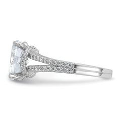 Cheryl M Sterling Silver Rhodium-plated Polished Fancy Oval CZ Ring